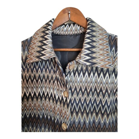 Flora Ashley Womens Chevron Quilted Coat Button Long Sleeves Multicolor Medium - Picture 5 of 15